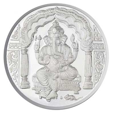 "10 Grams Ganesh Silver Coin -  SJSC003R99 - Click here to View more details about this Product